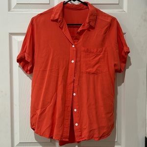 Casual button down. Orange/red